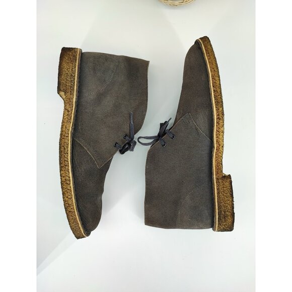 Clarks Desert Trek Men\'s Size 10.5 US M Gray Corduroy Leather Chukka Boots 34316